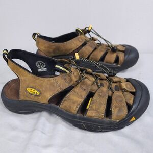 Keen Newport Sandals Men Size 12 Brown Leather Slip-On Waterproof Outdoor